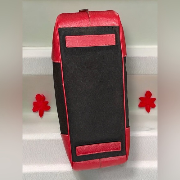 SOLD!! Not for Sale! Prada Cherry Red Brown Leather and Canvas Bowling Bag - Picture 6 of 14